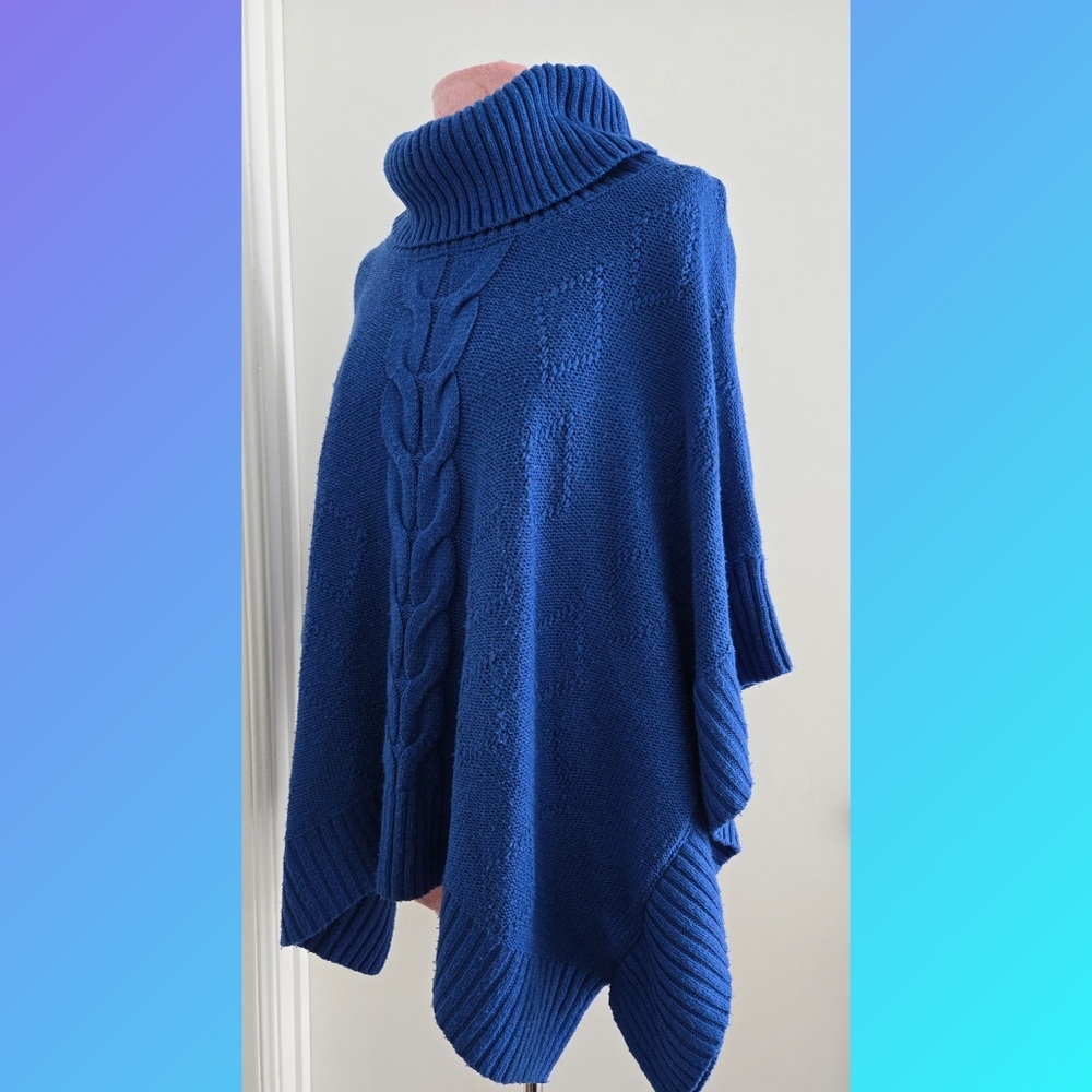 Poncho Sweater Cable Pattern Size S/M